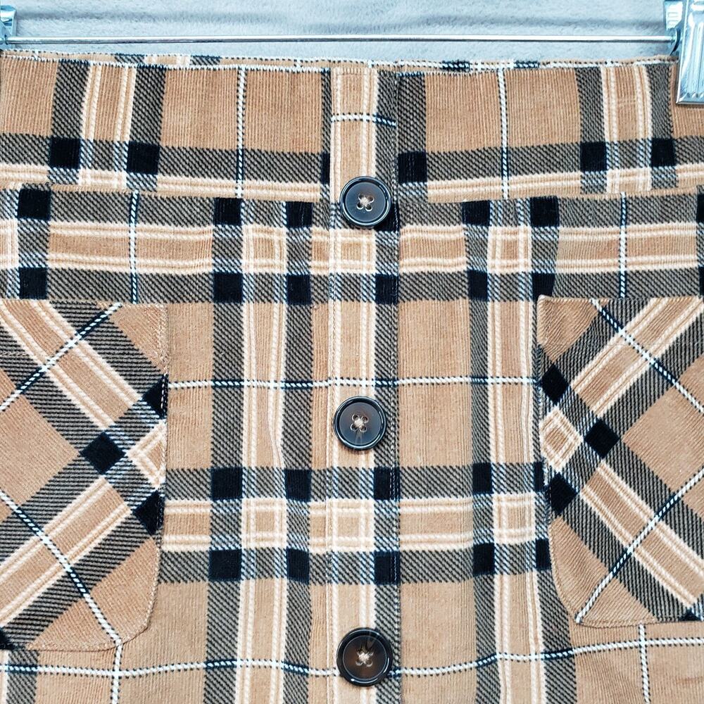 NWT Torrid Mini Skirt Size 14/16 (1X) Brown Plaid Corduroy Elastic Waist Pockets - Picture 4 of 9